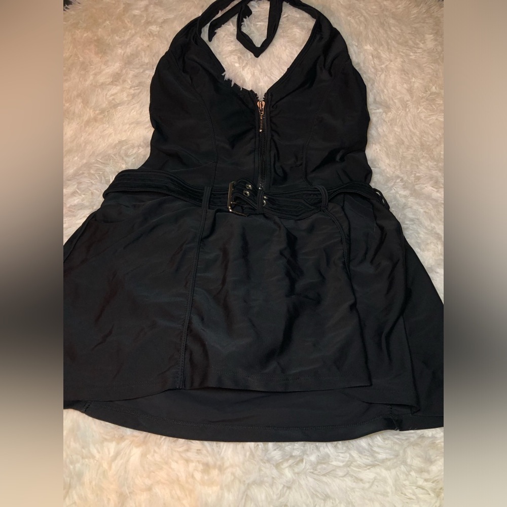 VENUS Black Halter Belted Swim Dress with size 10 - Picture 8 of 15
